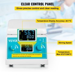 Magneettisekoittaja keraamisella kuumalevyllä digitaalinen 2 l laboratorioon 200–2000 r/min 300 °C