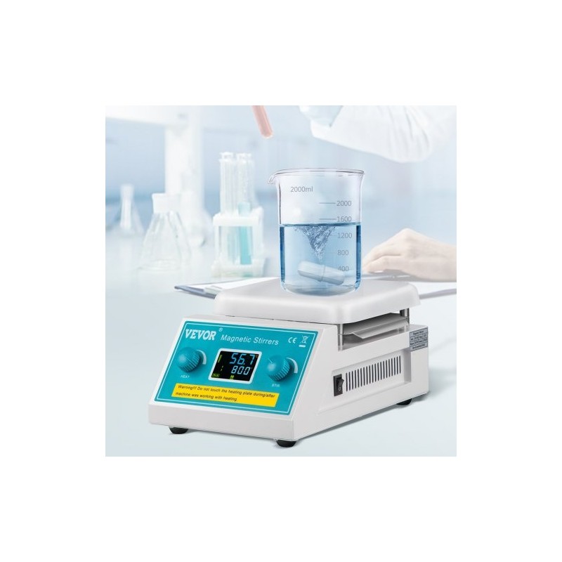 Magneettisekoittaja keraamisella kuumalevyllä digitaalinen 2 l laboratorioon 200–2000 r/min 300 °C