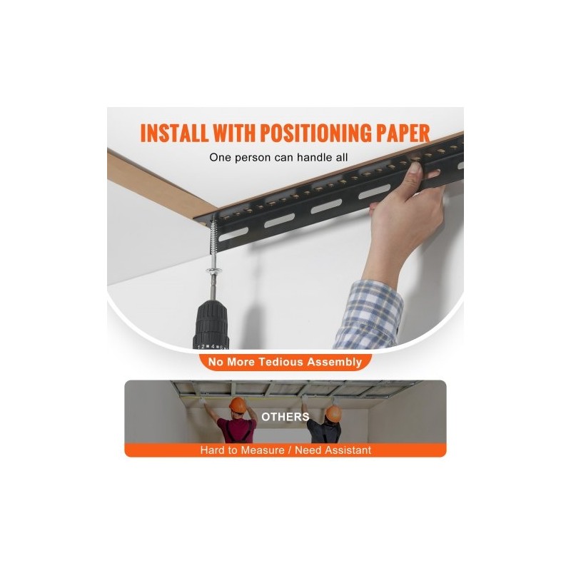 Autotallin kattohylly kylmävalssattua terästä 121,9x243,8 cm säädettävä 55,9–101,6 cm 272 kg musta