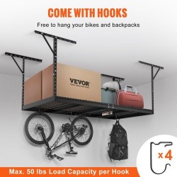 Autotallin kattohylly kylmävalssattua terästä 121,9x243,8 cm säädettävä 55,9–101,6 cm 272 kg musta