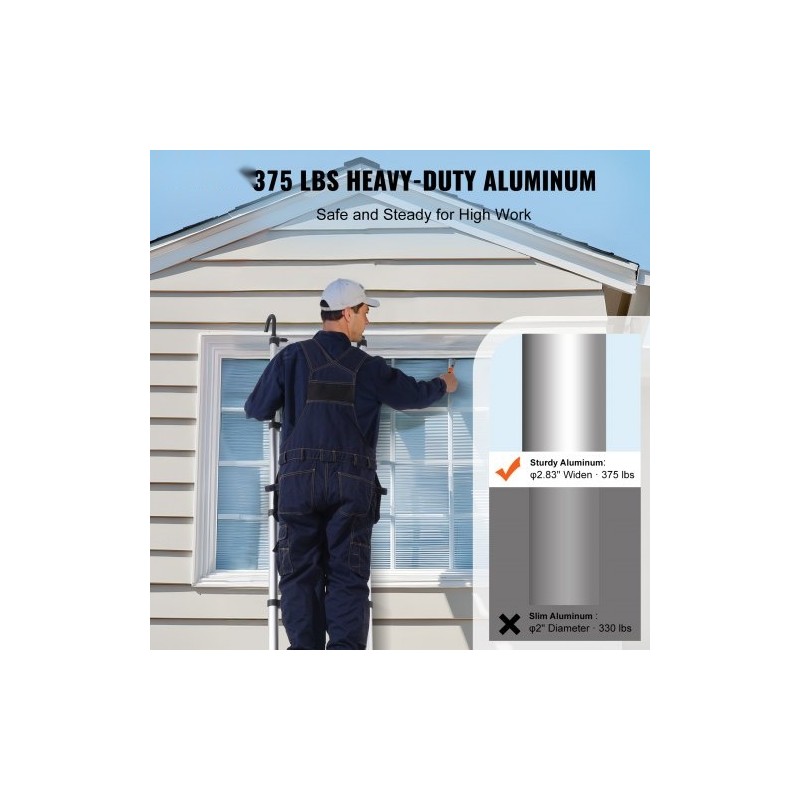 Teleskooppitikas alumiinirunkoinen 5,0 m 170 kg kantavuus monipainikejärjestelmällä liukuestejaloilla