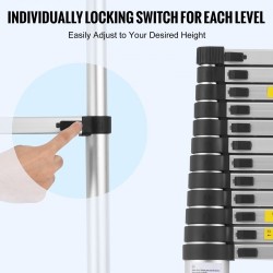 Teleskooppitikas alumiinirunkoinen 5,0 m 170 kg kantavuus monipainikejärjestelmällä liukuestejaloilla