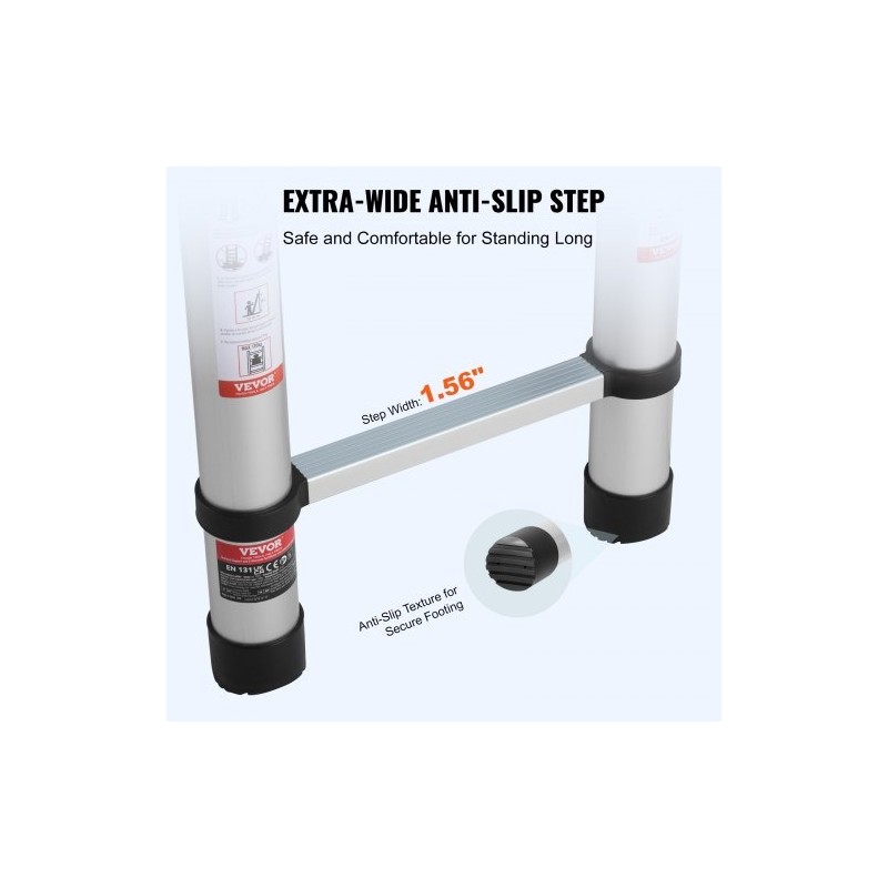 Teleskooppitikas alumiiniseoksesta 16 askelmaa 6,19 m 170 kg kantavuus liukumattomilla jalkatyynyillä