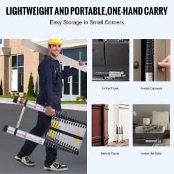 Teleskooppitikas alumiiniseoksesta 16 askelmaa 6,19 m 170 kg kantavuus liukumattomilla jalkatyynyillä