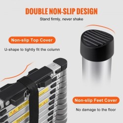 Teleskooppitikas alumiiniseoksesta 190 kilon kantavuus lukittuvat portaat liukumattomat jalkasuojat kompakti koko