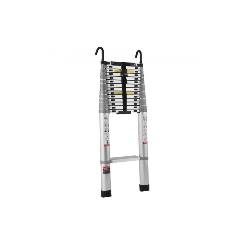 Teleskooppitikas alumiiniseoksesta 6,2 m kokoontaittuva 15 askelmaa 190 kg kantavuus liukuestolliset jalat