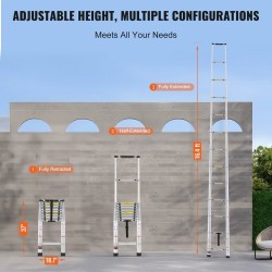 Teleskooppitikkaat alumiiniseos 5036 mm 190 kg kokoontaittuva monipainikkeinen lukitus