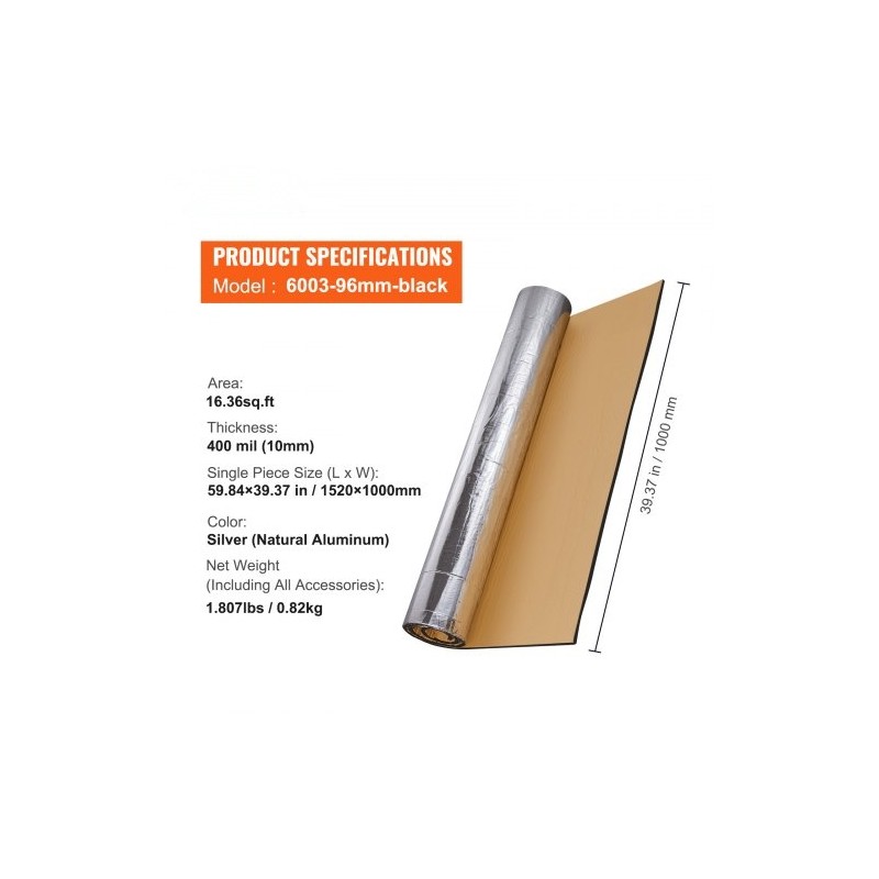 Auton äänieristysmatto itsekiinnittyvä vaahto ja alumiinifolio 1,52 neliömetriä