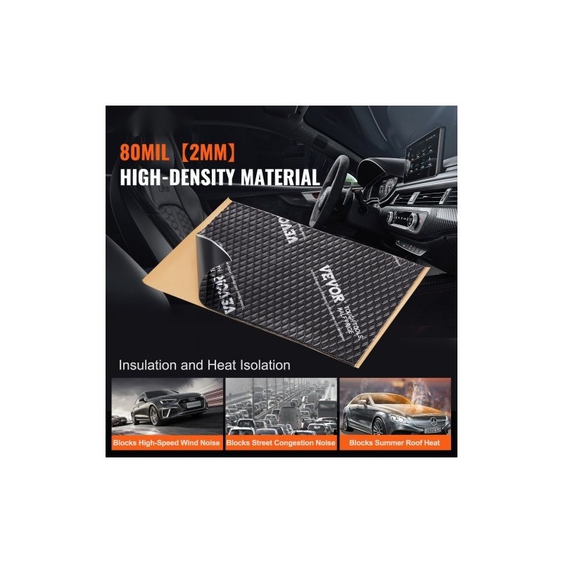 Äänieristysmatto butyylikumipohjainen 2 mm 0,9 m² 10 kpl timanttikuvioitu alumiinifolio autoon