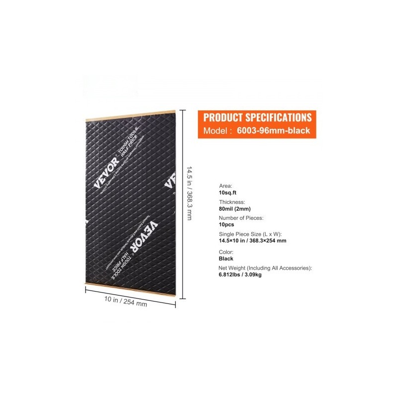 Äänieristysmatto butyylikumipohjainen 2 mm 0,9 m² 10 kpl timanttikuvioitu alumiinifolio autoon