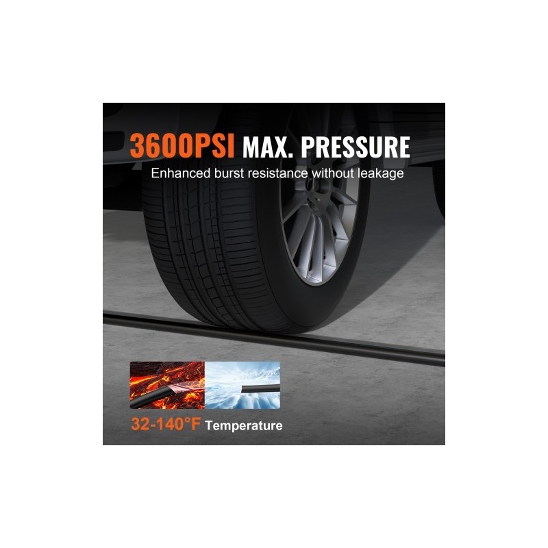 Painepesurin letku 7,6 m PVC 6,35 mm M22-14 mm messinkiliitin 3600 PSI