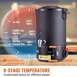 Sähköinen vahansulatin 6,5 l ruostumaton terässäiliö säädettävä lämpötila 30–110 °C kynttilänvalmistukseen