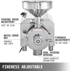 Sähköinen viljamylly ruostumatonta terästä 2,2 kW 30–50 kg tunnissa 50 kg