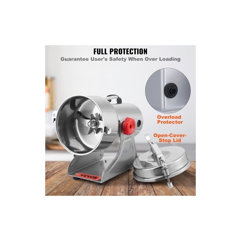 Sähköinen maustemylly 2500 grammaa ruostumaton teräs kääntyvä runko digitaalinen ajastin