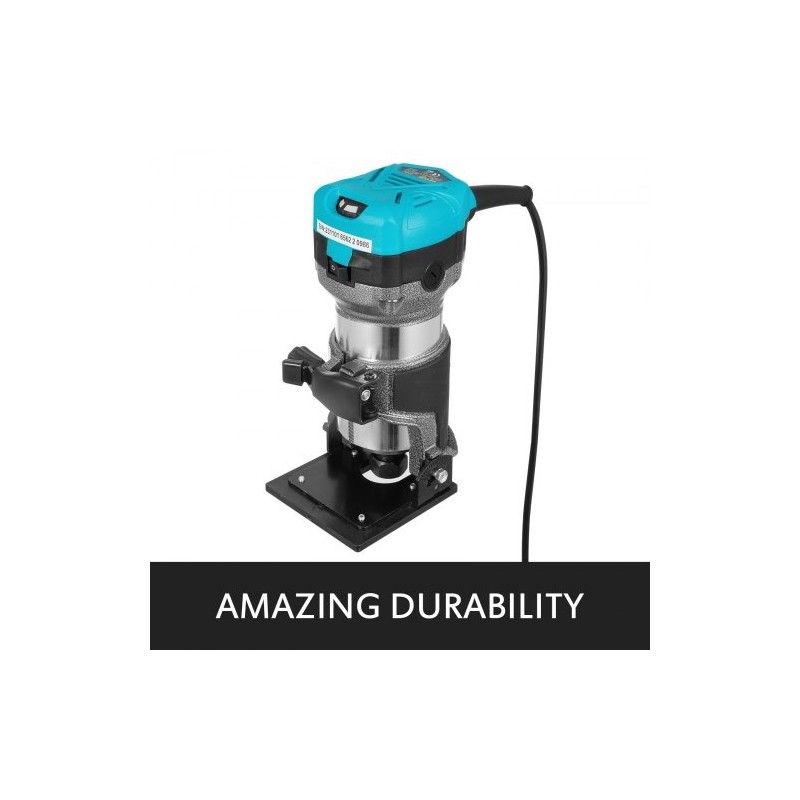 Jyrsin 710 W kompakti puuntyöstöön säädettävä 10000–30000 kierrosnopeus pehmeä käynnistys alumiinirunko