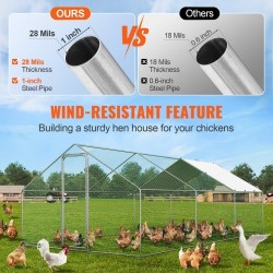 Metallinen käveltävä kanatarha 3x5,88x1,99 m galvanoidut teräsputket muovikatoksella turvalukolla