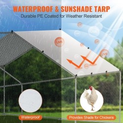 Metallinen käveltävä kanatarha 3x5,88x1,99 m galvanoidut teräsputket muovikatoksella turvalukolla