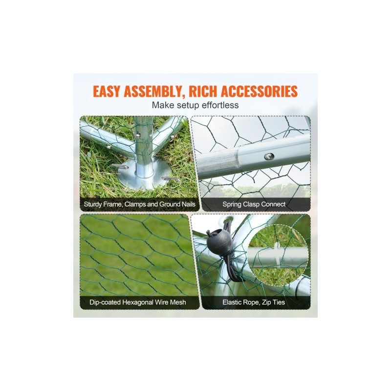 Metallinen käveltävä kanatarha 3x5,88x1,99 m galvanoidut teräsputket muovikatoksella turvalukolla