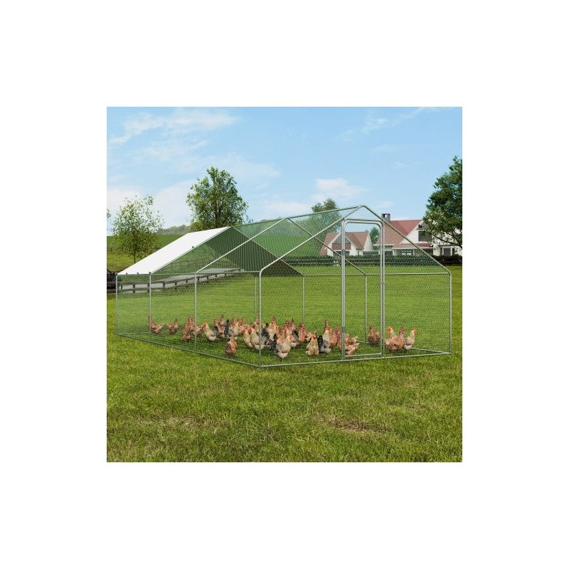 Metallinen käveltävä kanatarha 3x5,88x1,99 m galvanoidut teräsputket muovikatoksella turvalukolla