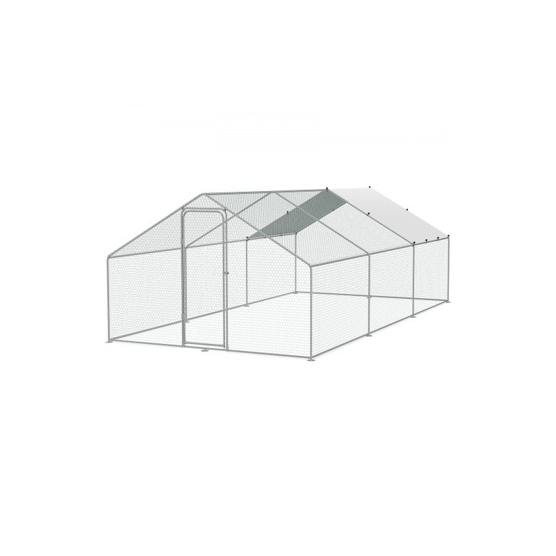 Metallinen käveltävä kanatarha 3x5,88x1,99 m galvanoidut teräsputket muovikatoksella turvalukolla