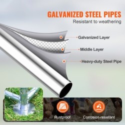 Metallinen käveltävä kanatarha 3x3,93x1,99 m galvanoidut teräsputket vedenpitävä PE-katos