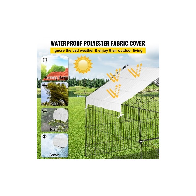 Metallinen kanahäkki 220 x 106 x 104 cm polyesteripeitteellä neljällä ovella