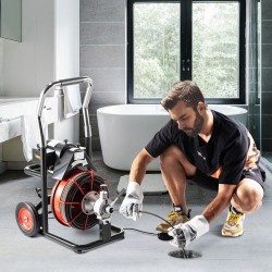 Sähköinen viemärinavauskone 15 m 13 mm kaapelilla 370 wattia 25–100 mm putkille