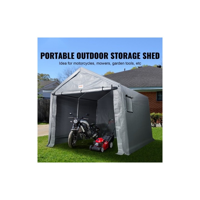 Varastoteltta sinkityllä teräsrungolla polyeteenipinnoitetulla kankaalla vetoketjuovella 305x305x259 cm