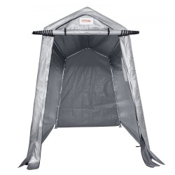 Säilytyssuoja galvanoitu teräsrunko 1,83 x 2,44 x 2,13 m kaksipuolinen PE-peite vetoketjuovi