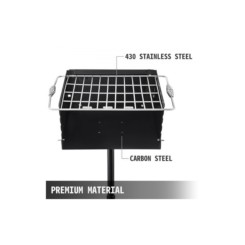 Puistotyylinen hiiligrilli Q235-hiiliteräs 40,6 x 40,6 cm grillausala nelitasoinen ritilä