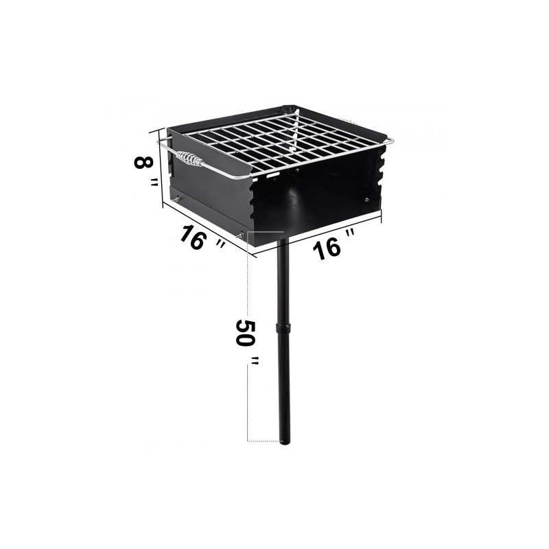 Puistotyylinen hiiligrilli Q235-hiiliteräs 40,6 x 40,6 cm grillausala nelitasoinen ritilä