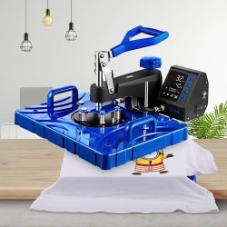 Lämpöpuristin kuusitoiminen teflonpinnoitettu 30x38 cm lämmityslevy 1000W