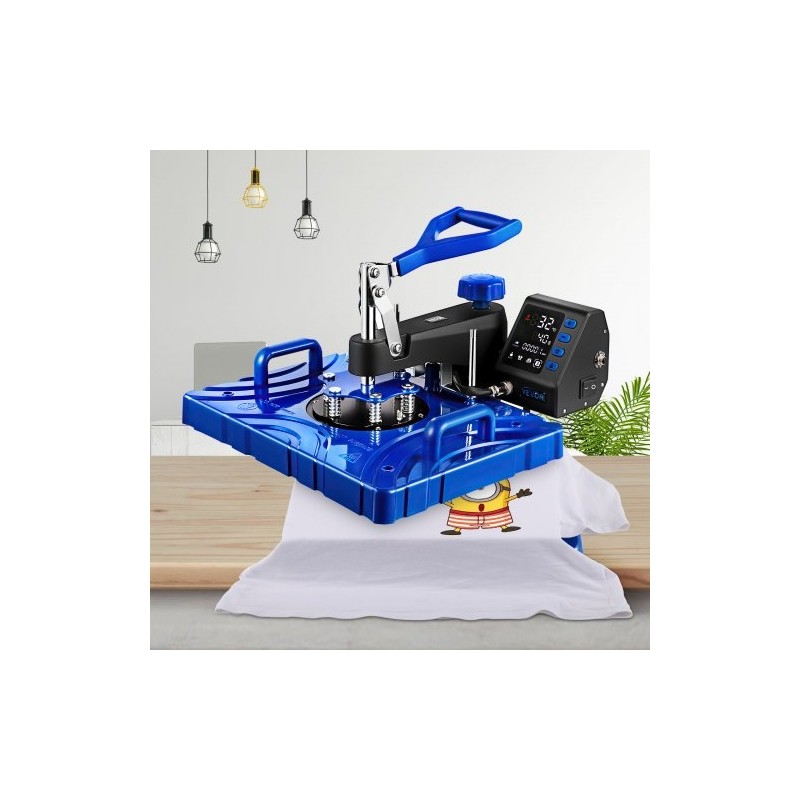 Lämpöpuristin kuusitoiminen teflonpinnoitettu 30x38 cm lämmityslevy 1000W