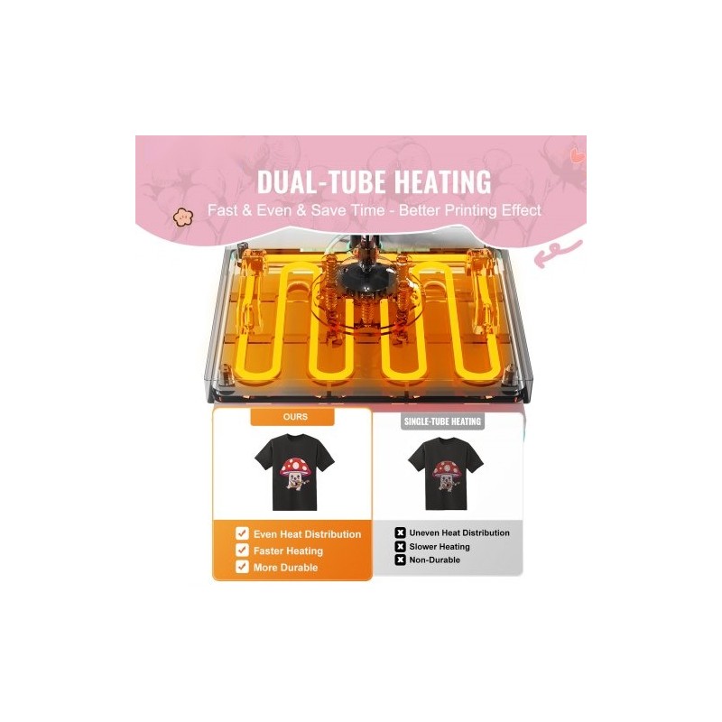 Lämpöprässilaite 300 x 250 mm pinkki T-paitojen ja tekstiilien painamiseen