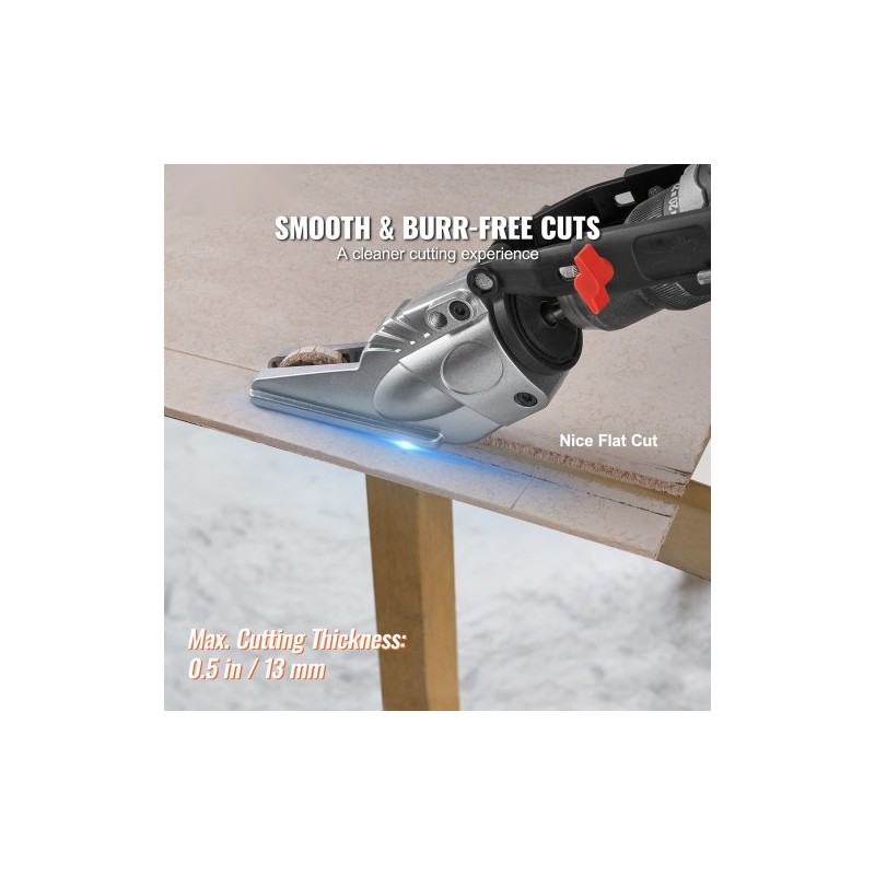 Porakiinnitteinen levyleikkuri kääntyvällä leikkuupäällä kuitusementille ja kipsilevylle