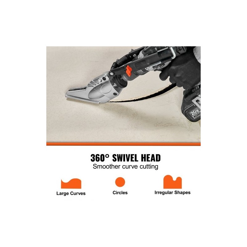 Porakiinnitteinen levyleikkuri kääntyvällä leikkuupäällä kuitusementille ja kipsilevylle