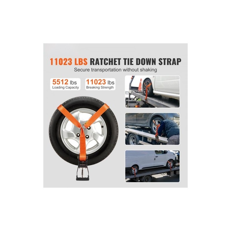 Räikkäkiinnityshihnat polyesteri leveys 2 tuumaa pituus 120 tuumaa 4 kpl ajoneuvojen kuljetukseen