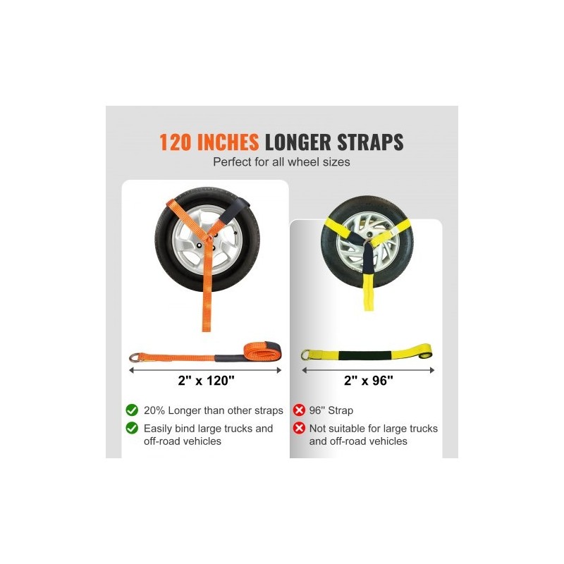 Räikkäkiinnityshihnat polyesteri leveys 2 tuumaa pituus 120 tuumaa 4 kpl ajoneuvojen kuljetukseen