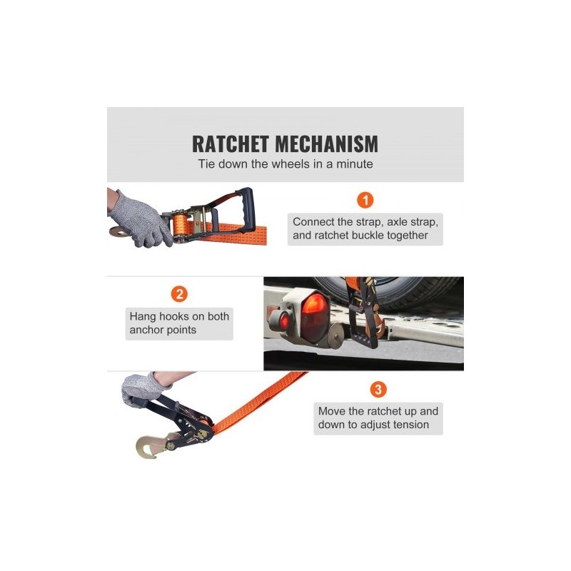 Räikkäkiinnityshihnat polyesteri leveys 2 tuumaa pituus 120 tuumaa 4 kpl ajoneuvojen kuljetukseen