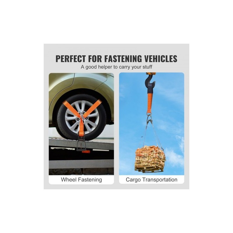 Räikkäkiinnityshihnat polyesteri leveys 2 tuumaa pituus 120 tuumaa 4 kpl ajoneuvojen kuljetukseen