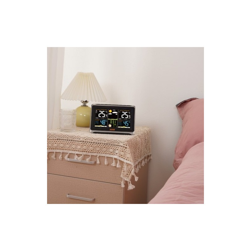 Sääasema 7,5 tuuman värinäytöllä langaton sisäanturi ja ulkoanturi atomikello kolmiportainen taustavalo