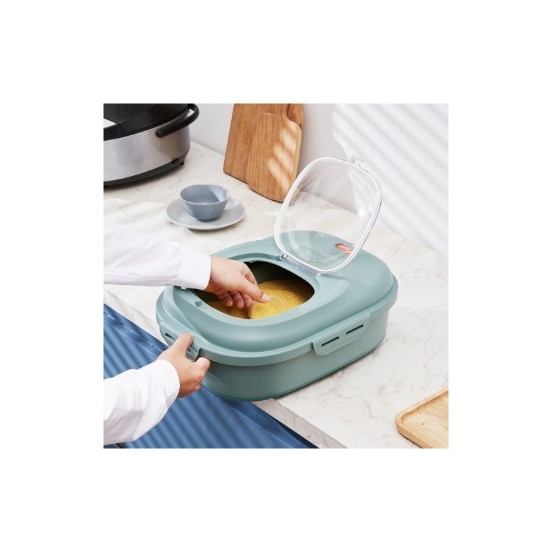 Taittuva lemmikinruokasäiliö 25 l PP ja TRP vihreä tiivis kansi pohjarullilla