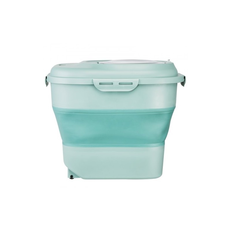 Taittuva lemmikinruokasäiliö 25 l PP ja TRP vihreä tiivis kansi pohjarullilla