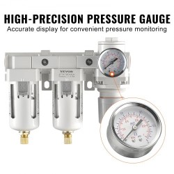 Paineilmasuodatin ja paineensäädin 3/8 NPT kaksivaiheinen 5μm messinkinen suodatinelementti polykarbonaattikulho