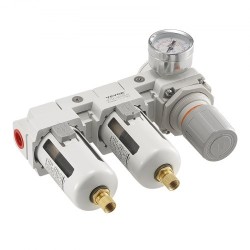 Paineilmasuodatin ja paineensäädin 3/8 NPT kaksivaiheinen 5μm messinkinen suodatinelementti polykarbonaattikulho