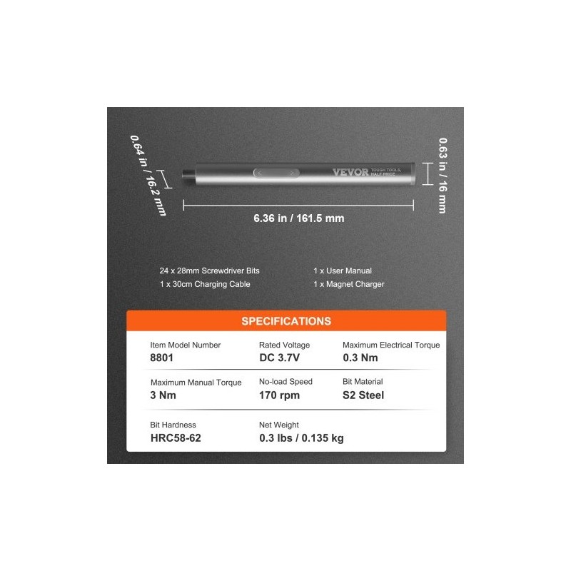 Miniruuvimeisseli 4V ladattava 24 kärkeä S2-terästä valolla 350mAh akulla