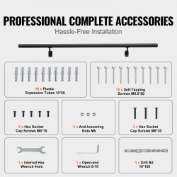 Seinäkiinnitteinen alumiinikaide portaisiin alumiiniseos 1524 mm 199,6 kg kantavuus musta asennussarja