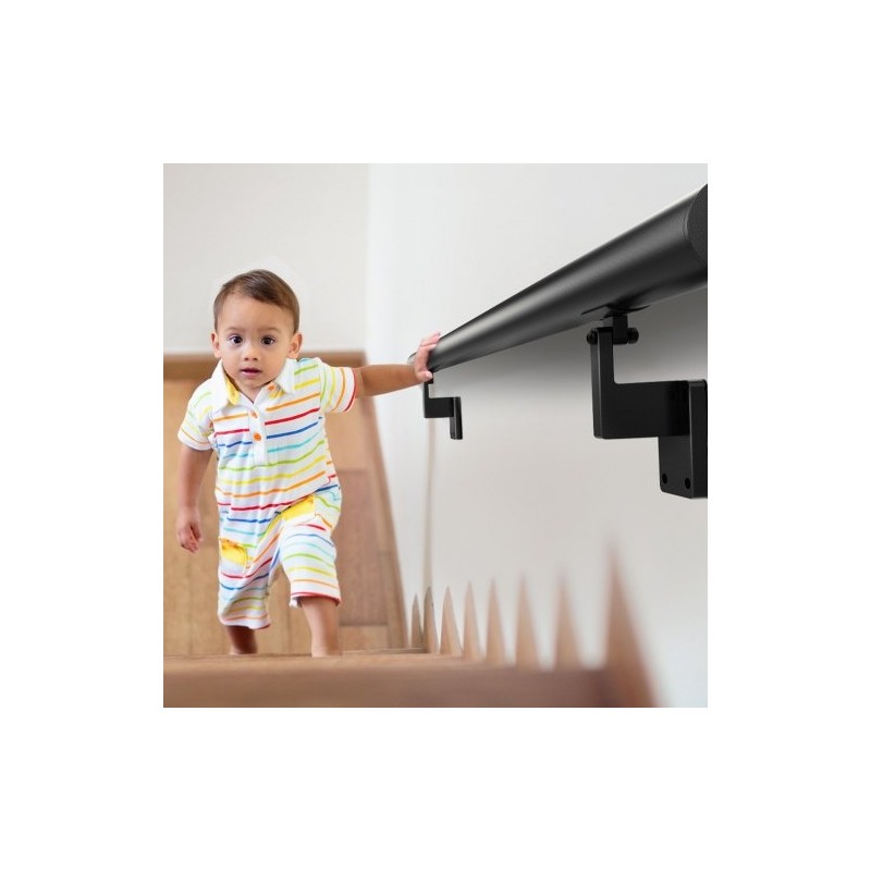 Seinäkiinnitteinen alumiinikaide portaisiin alumiiniseos 1524 mm 199,6 kg kantavuus musta asennussarja