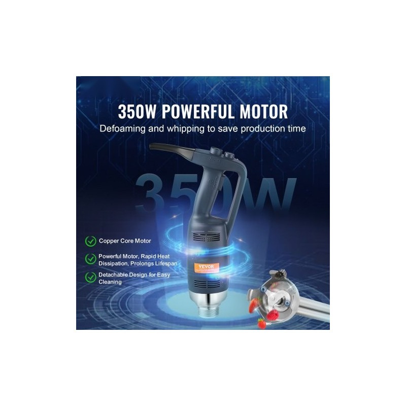 Upposekoitin 350W 20-tuumainen sekoitusvarsi ruostumattomasta teräksestä portaaton nopeudensäätö ammattikäyttöön