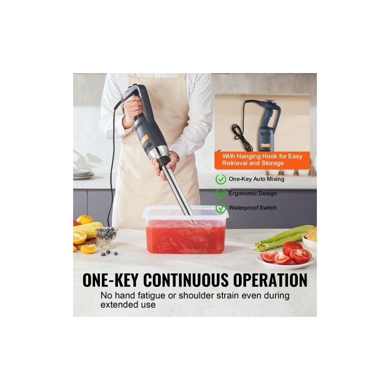 Upposekoitin 350W 20-tuumainen sekoitusvarsi ruostumattomasta teräksestä portaaton nopeudensäätö ammattikäyttöön